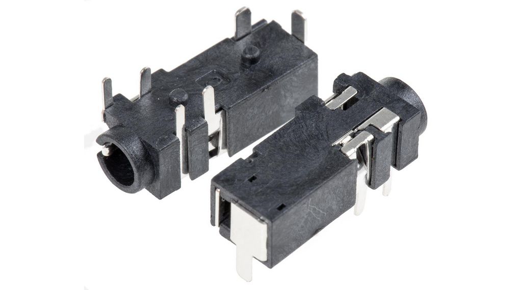 Audio Connector, Socket, Straight, 3.5 mm, Pack of 5 pieces